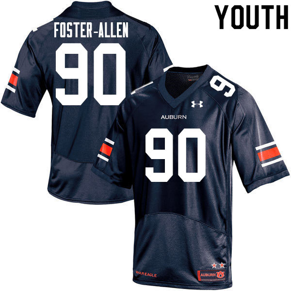 Youth #90 Daniel Foster-Allen Auburn Tigers College Football Jerseys Sale-Navy